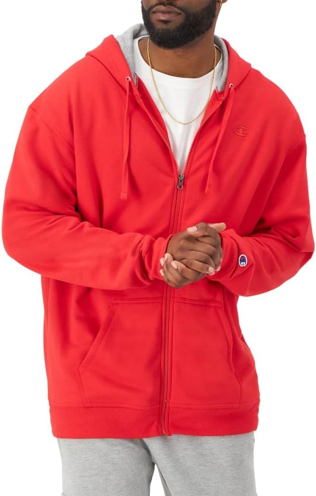 image:imageChampion mens Zipup Hoodie Comfortable Zipup Hoodie Sweatshirt for Men Reg Or Big amp TallTeam Red Scarlet C Logo
