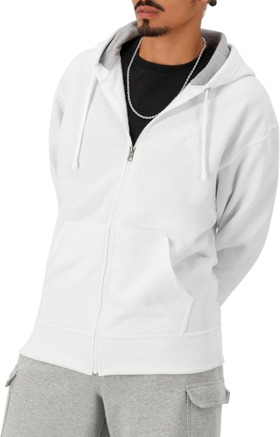 image:imageChampion mens Zipup Hoodie Comfortable Zipup Hoodie Sweatshirt for Men Reg Or Big amp TallWhite C Logo