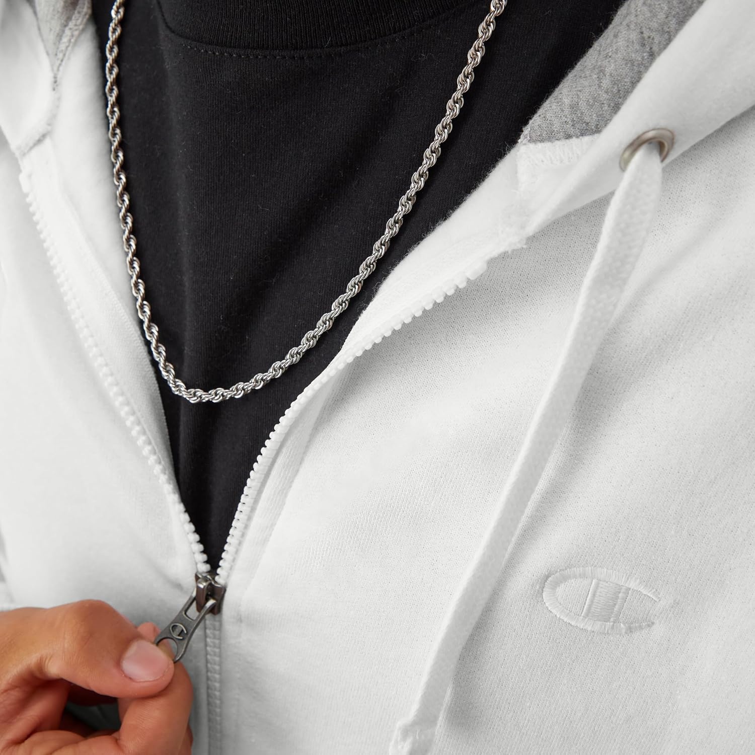 image:imageChampion mens Zipup Hoodie Comfortable Zipup Hoodie Sweatshirt for Men Reg Or Big amp TallWhite C Logo
