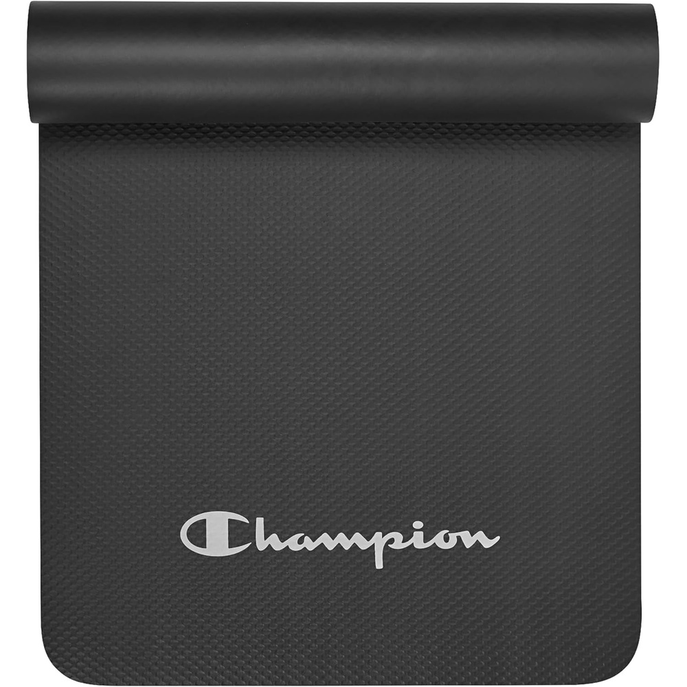 image:imageChampion 10mm Exercise Mat Cushioned NonSlip Workout Mat with Textured Base for Yoga Pilates Stretching amp FloorBased Training Lightweight NBR Material Includes CarryOn StrapBlack