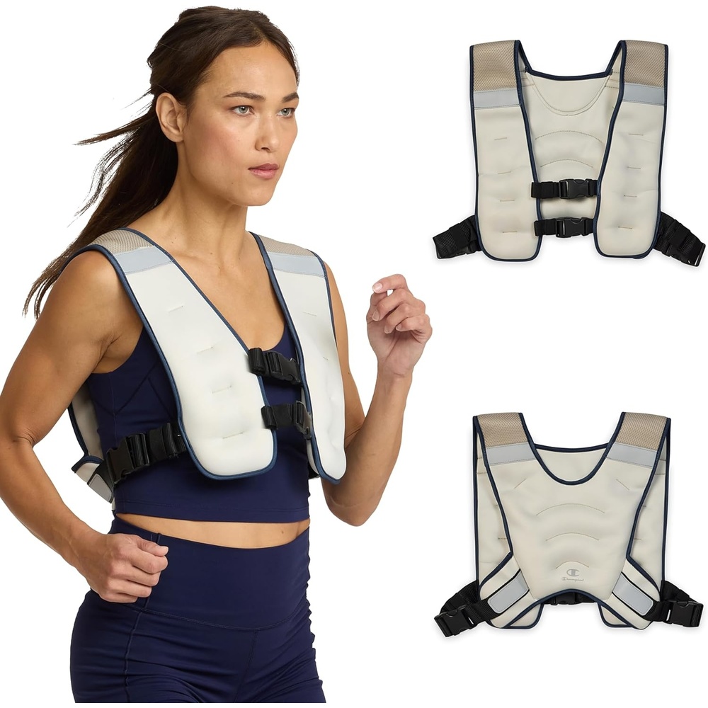 image:imageChampion 8 lb Weighted Vest for Women amp Men Champagne Frost Adjustable Weighted Running Vest for Walking Strength Training Contoured Sweat Resistance Reflective Strips for OnRoad Visibility