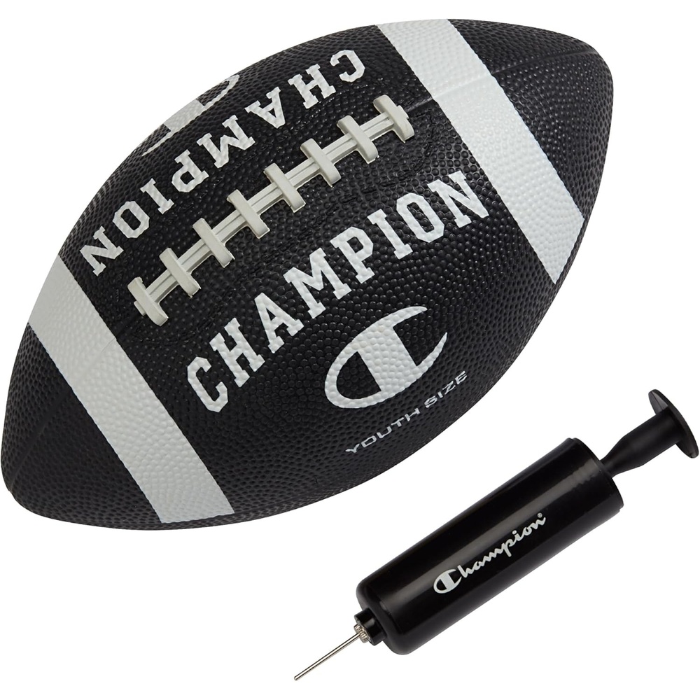 image:imageChampion Blitz Football AllWeather Football Enhanced Grip Durable Rubber Cover and Molded Laces for Outdoor Sports amp Training Includes 6 Ball PumpBlackWhite