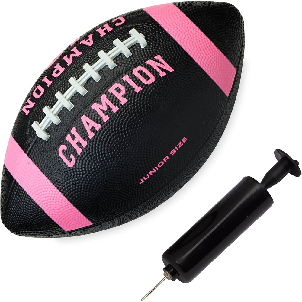 image:imageChampion Blitz Football AllWeather Football Enhanced Grip Durable Rubber Cover and Molded Laces for Outdoor Sports amp Training Includes 6 Ball PumpBlackKnockout Pink