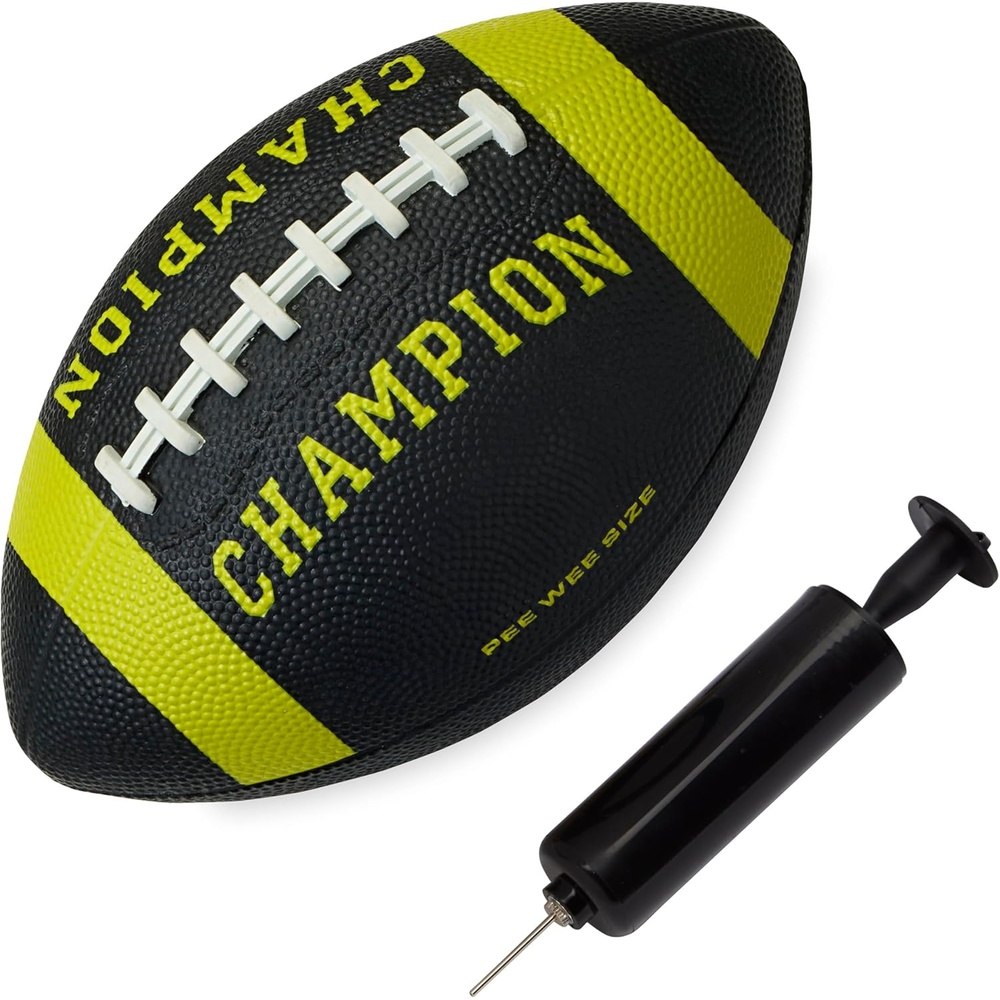 image:imageChampion Blitz Football AllWeather Football Enhanced Grip Durable Rubber Cover and Molded Laces for Outdoor Sports amp Training Includes 6 Ball PumpBlackEvening Primrose