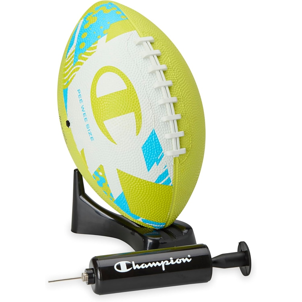 image:imageChampion Blitz Football AllWeather Football Enhanced Grip Durable Rubber Cover and Molded Laces for Outdoor Sports amp Training Includes 6 Ball PumpElectric Blue Starter Set