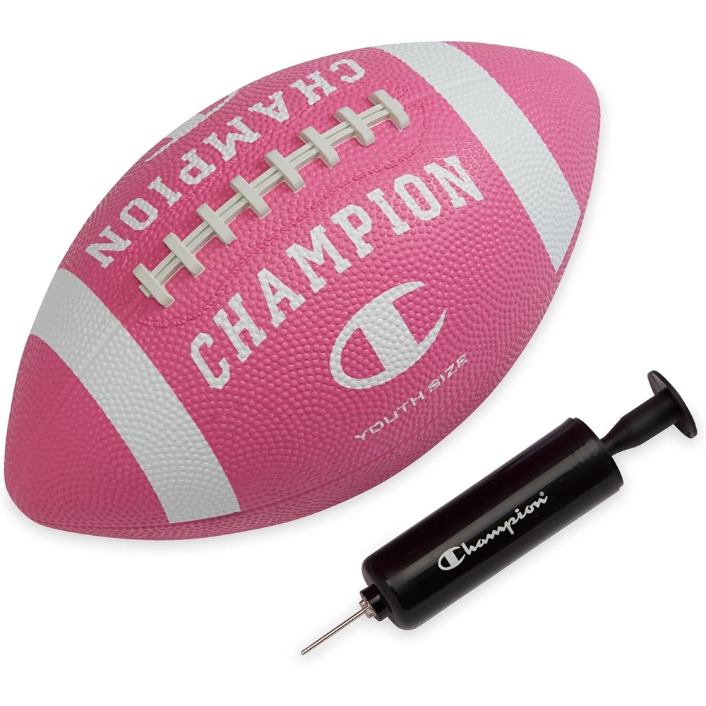 image:imageChampion Blitz Football AllWeather Football Enhanced Grip Durable Rubber Cover and Molded Laces for Outdoor Sports amp Training Includes 6 Ball PumpOptic PinkWhite