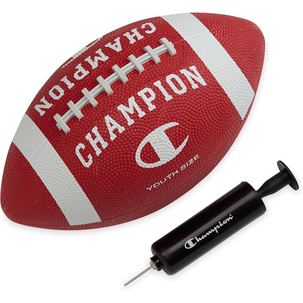 image:imageChampion Blitz Football AllWeather Football Enhanced Grip Durable Rubber Cover and Molded Laces for Outdoor Sports amp Training Includes 6 Ball PumpTango RedWhite