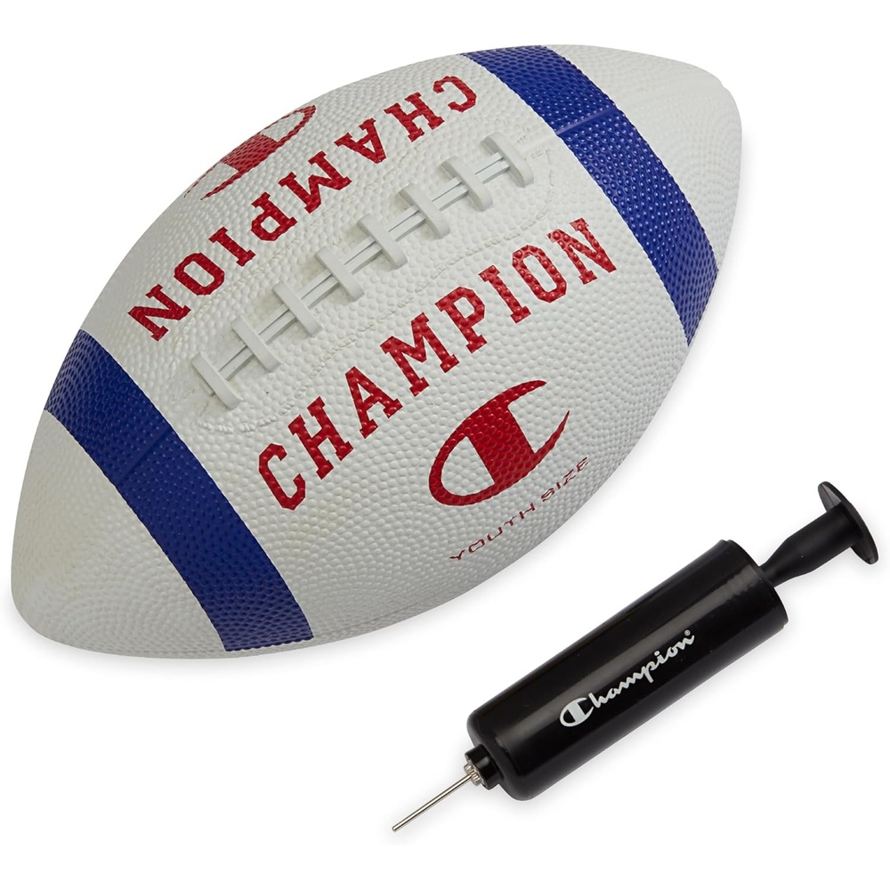 image:imageChampion Blitz Football AllWeather Football Enhanced Grip Durable Rubber Cover and Molded Laces for Outdoor Sports amp Training Includes 6 Ball PumpWhiteSurf the WebTango Red