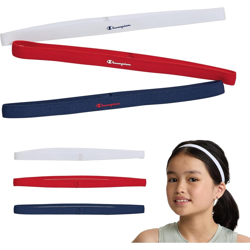 image:imageChampion Game Day Headbands 3Pack NonSlip Silicone Grip Athletic Headbands One Size Fits MostWHITETANGO REDMEDIEVAL BLUE