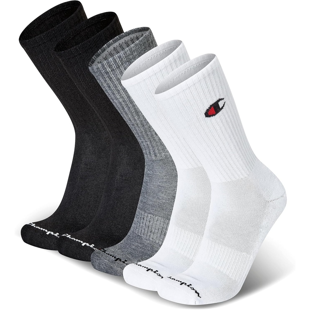 image:imageChampion Mens Crew Socks  Moisturewicking Athletic Socks With Cushioning amp Arch Support Size 612Multi White  Grey  Black