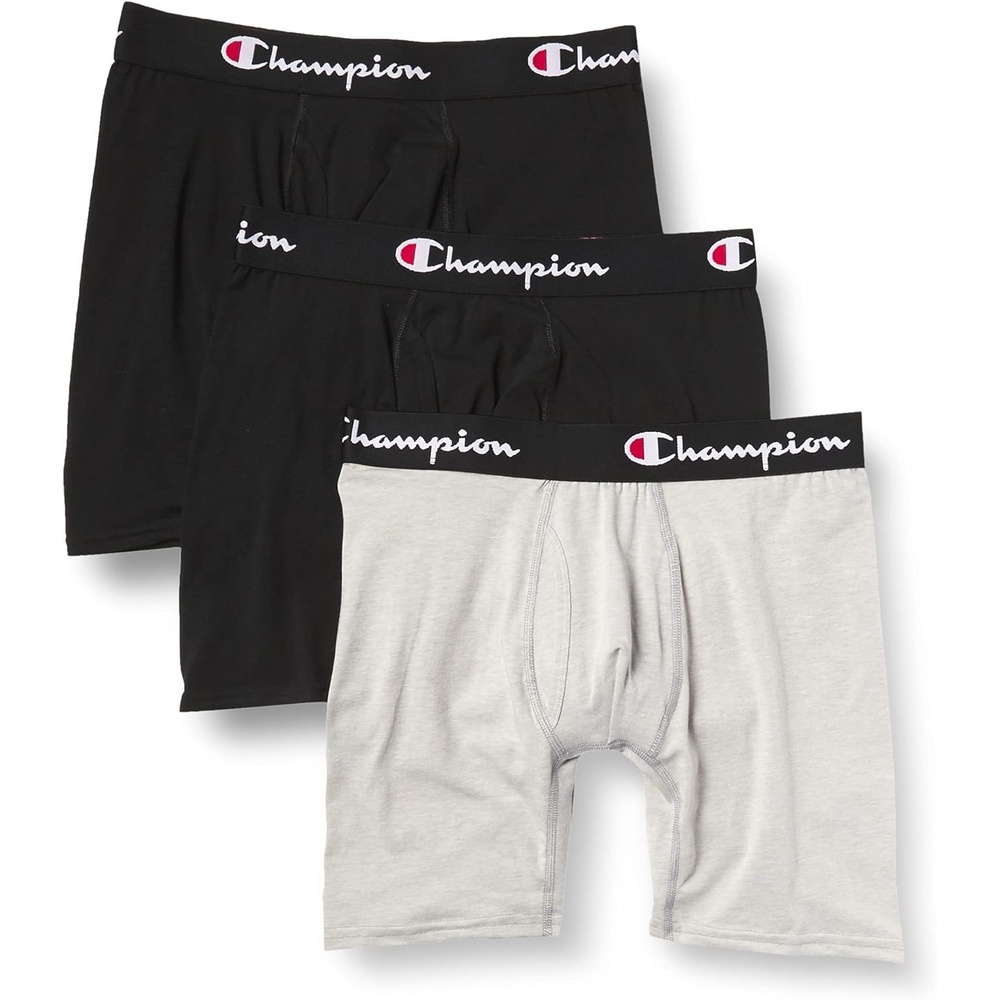 image:imageChampion Mens Everyday Cotton Stretch Boxer Briefs 3 Pack2 New EbonyOxford Grey Heather