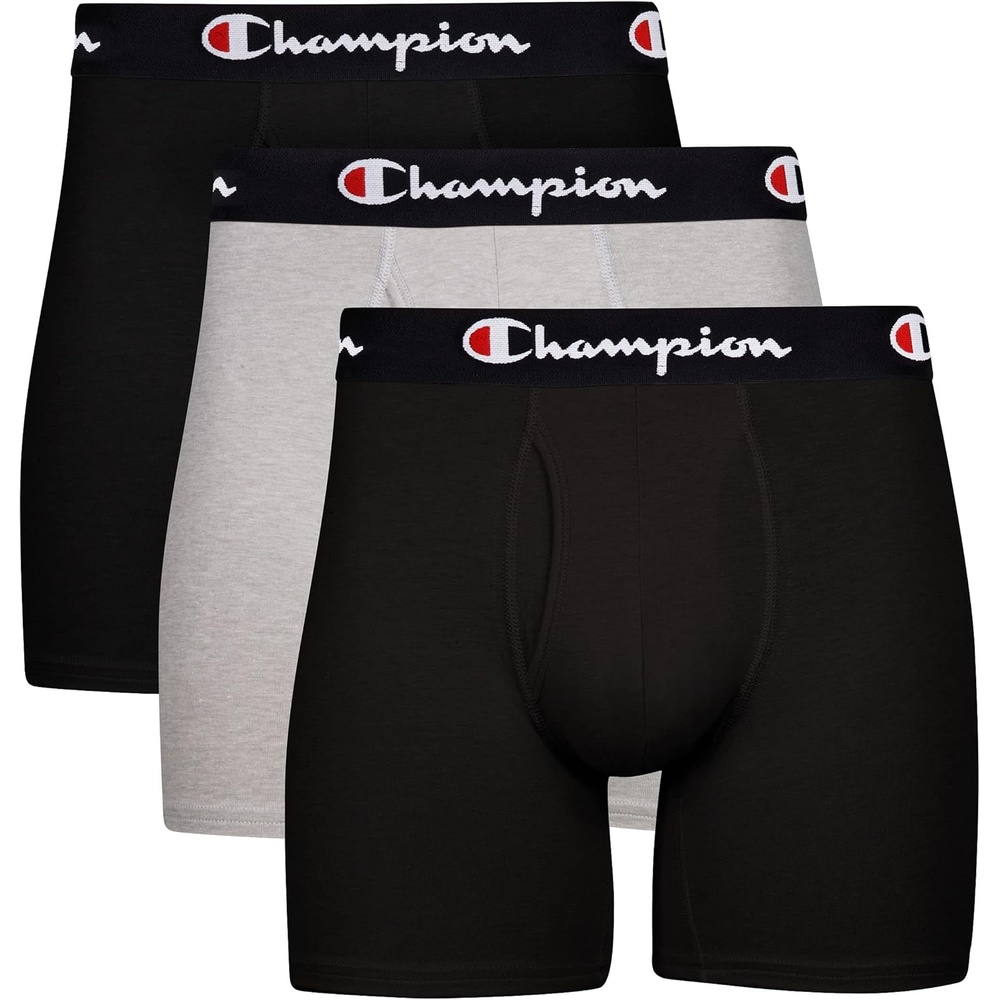 image:imageChampion Mens Everyday Cotton Stretch Boxer Briefs 3 PackBlackBlackOxford Grey Heather 3 Pack