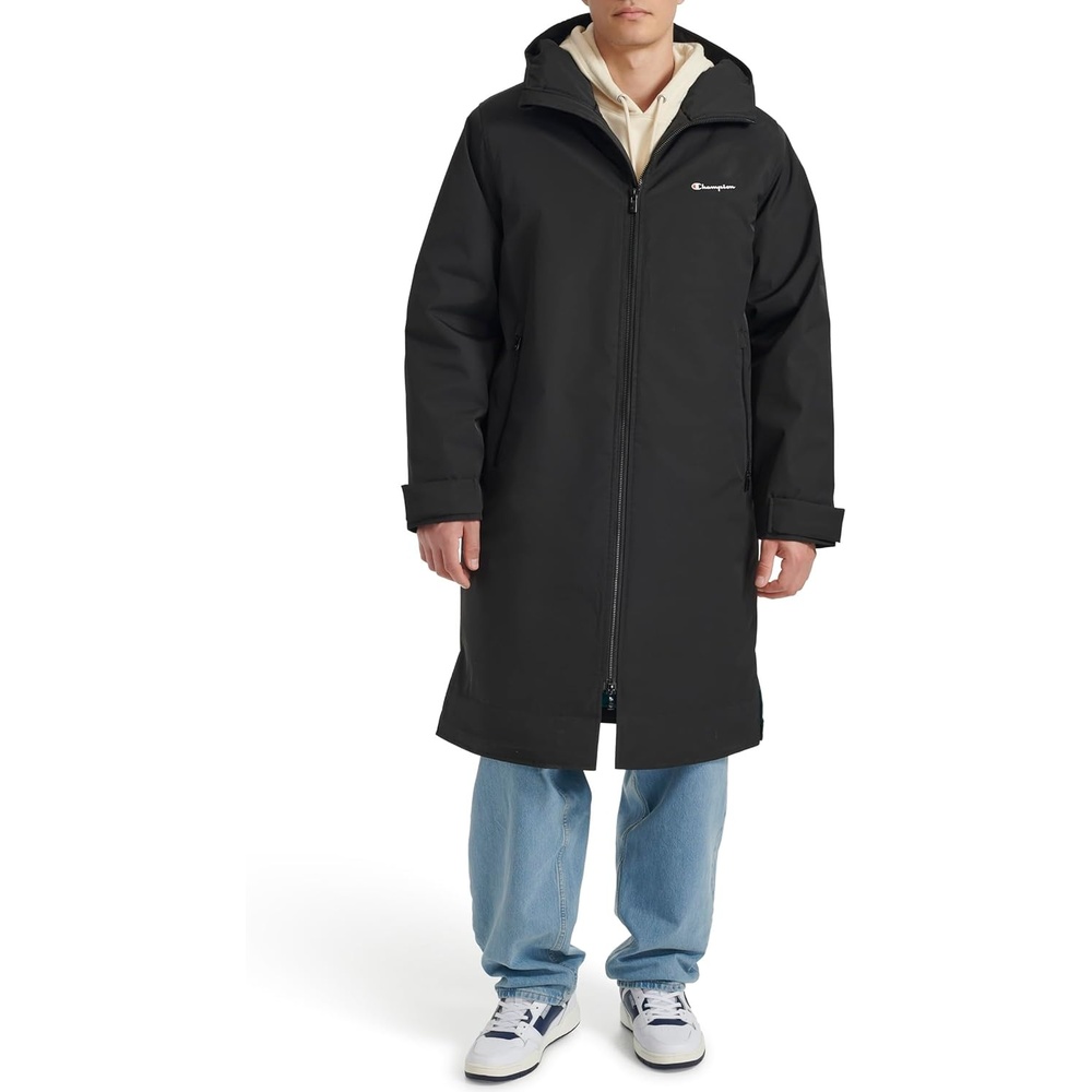 image:imageChampion Mens Fulllength Sideline Hooded Jacket With Quilted LiningBlack