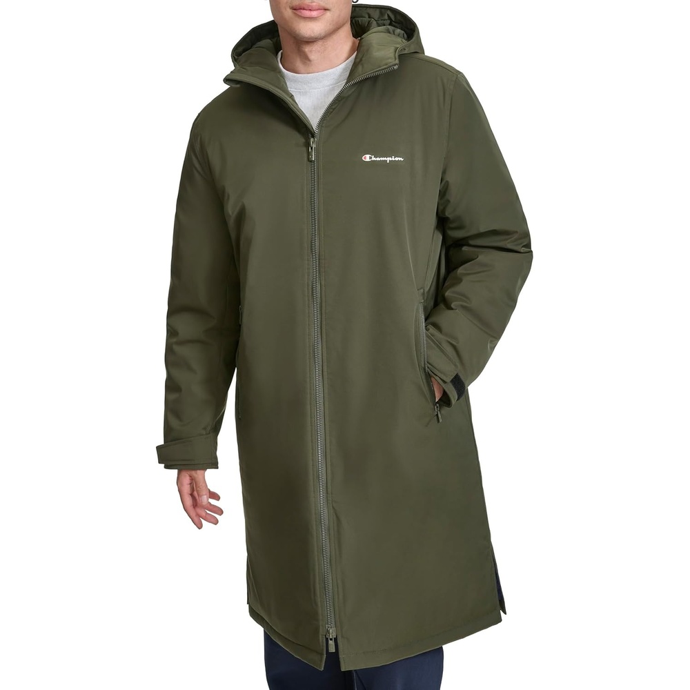 image:imageChampion Mens Fulllength Sideline Hooded Jacket With Quilted LiningForest Night