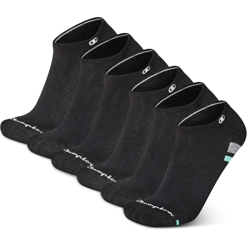 image:imageChampion Mens Low Cut Beathable MoistureWicking Athletic Socks 6PackBlack Stripe