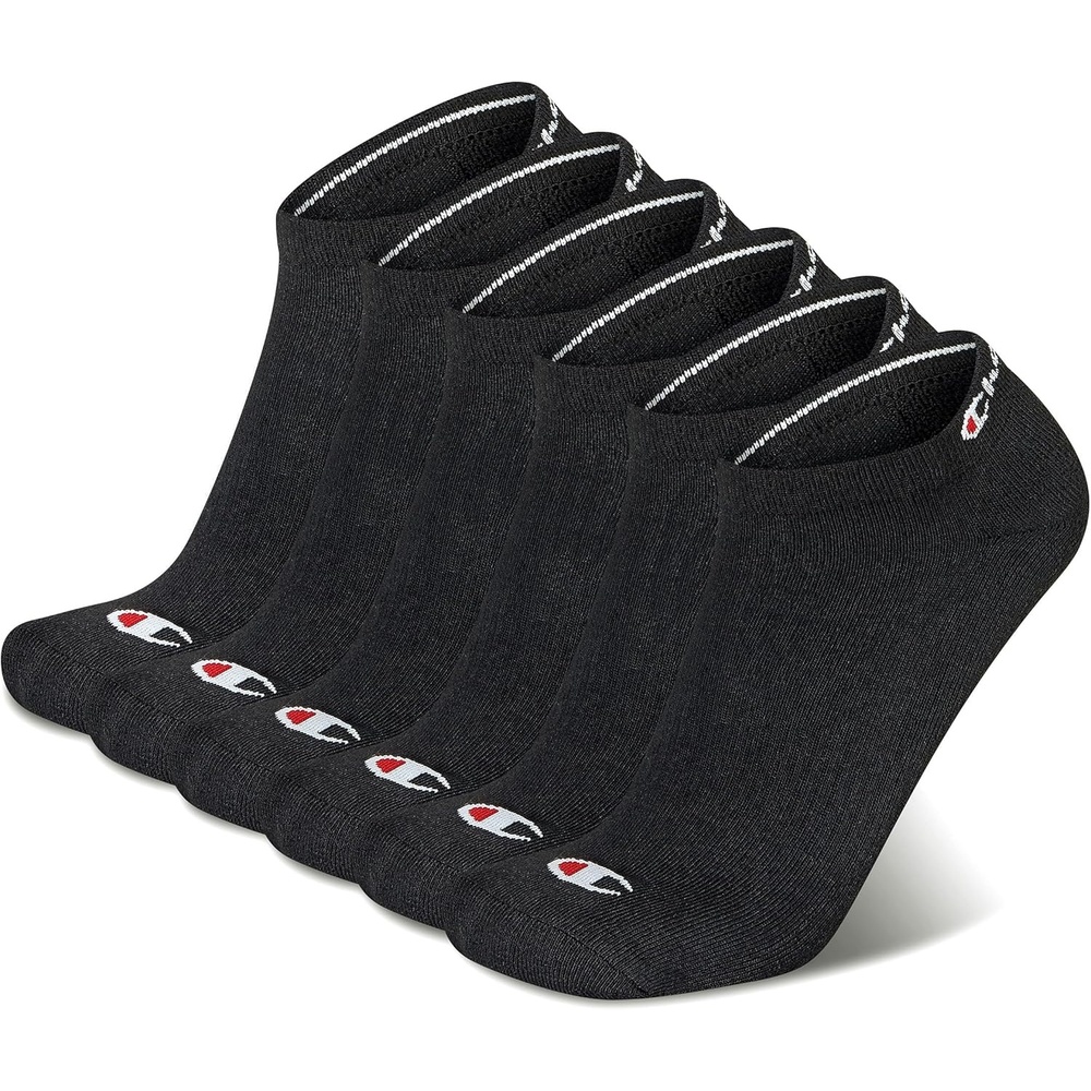 image:imageChampion Mens Low Cut Beathable MoistureWicking Athletic Socks 6PackBlack Toe Logo