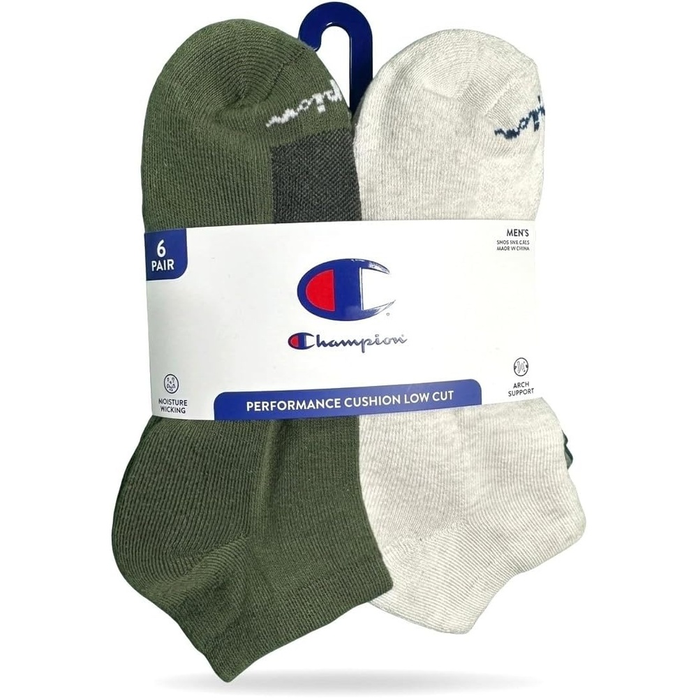 image:imageChampion Mens Low Cut Beathable MoistureWicking Athletic Socks 6PackMulti Green