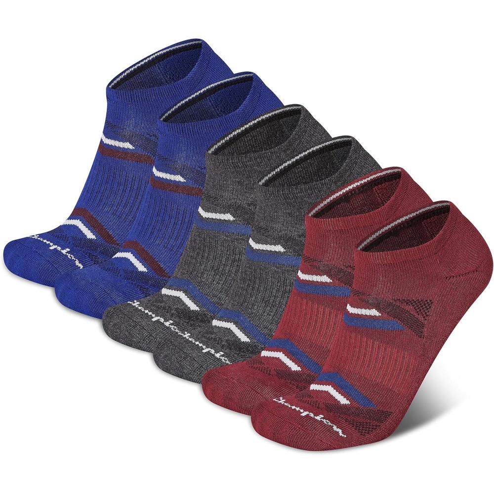 image:imageChampion Mens Low Cut Beathable MoistureWicking Athletic Socks 6PackRedBlue Multi Logo