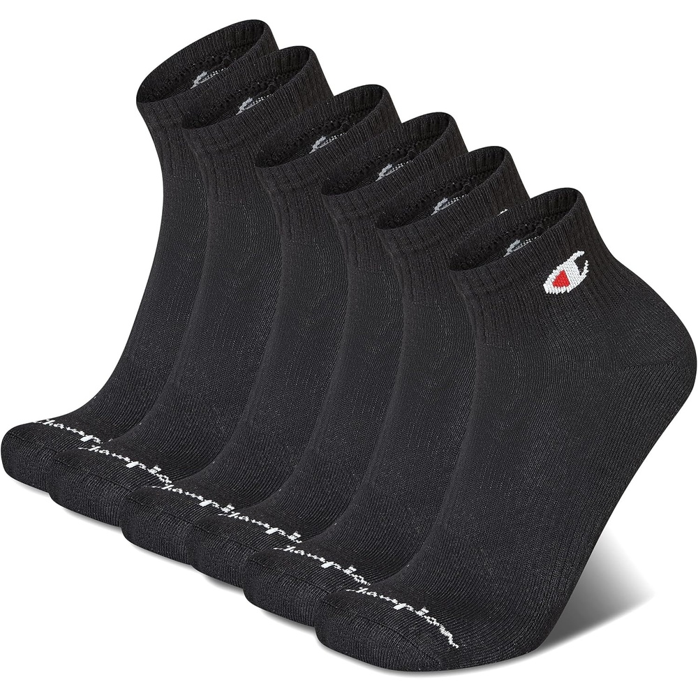 image:imageChampion Mens MoistureWicking Cushioning amp Arch Support Ankle Socks 6PackBlack