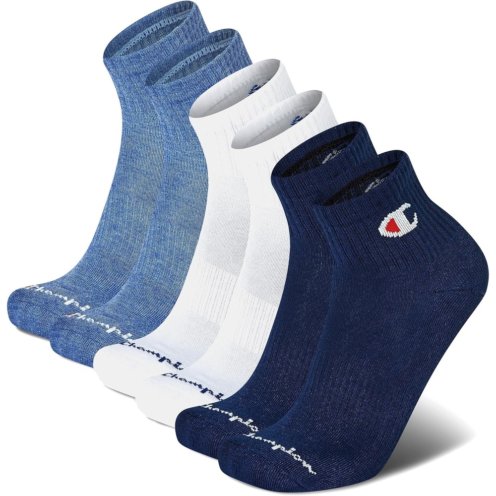 image:imageChampion Mens MoistureWicking Cushioning amp Arch Support Ankle Socks 6PackBlue Assorted