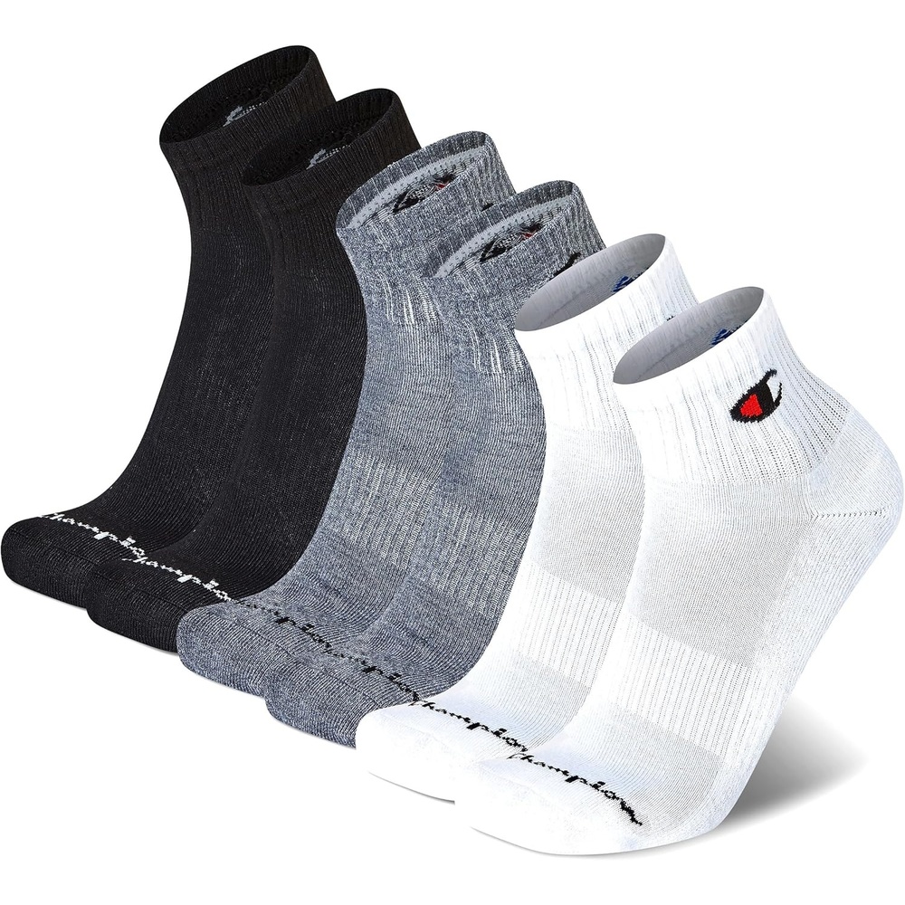 image:imageChampion Mens MoistureWicking Cushioning amp Arch Support Ankle Socks 6PackMulti White Grey Black