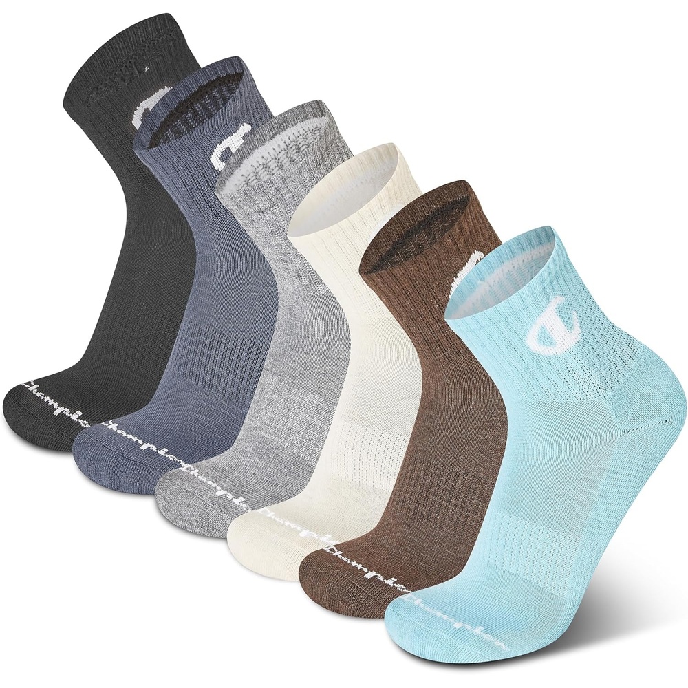 image:imageChampion Mens MoistureWicking Cushioning amp Arch Support Ankle Socks 6PackTanBlackBlue Multi