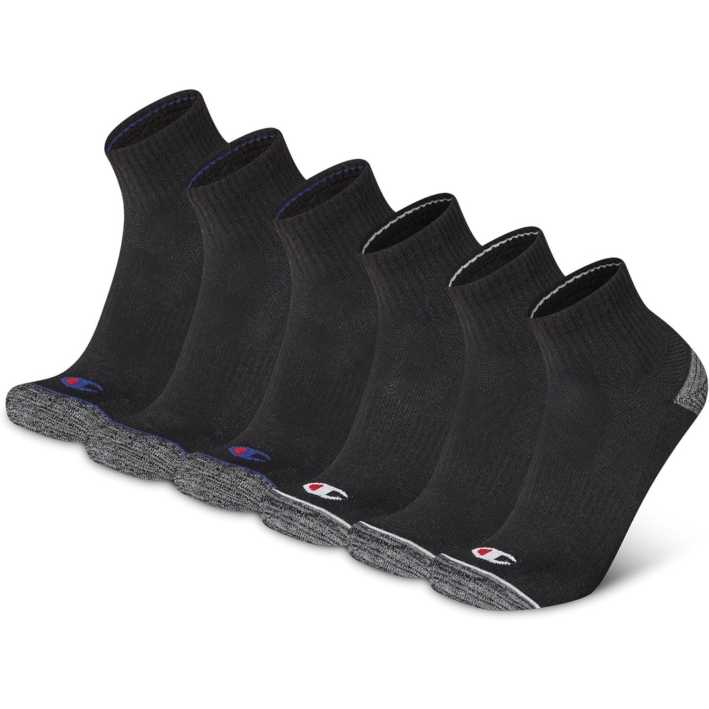 image:imageChampion Mens MoistureWicking Cushioning amp Arch Support Ankle Socks 6PackTrue Black