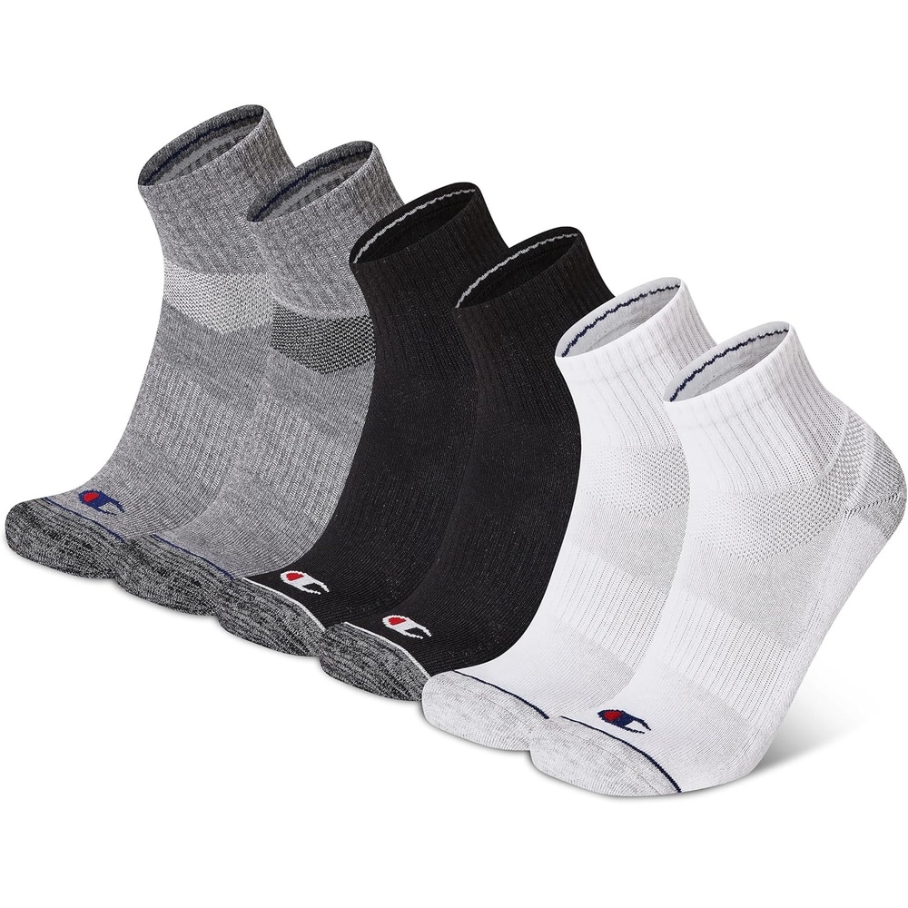 image:imageChampion Mens MoistureWicking Cushioning amp Arch Support Ankle Socks 6PackWhite Assorted
