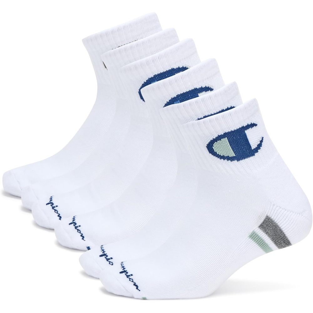 image:imageChampion Mens MoistureWicking Cushioning amp Arch Support Ankle Socks 6PackWhite Cuff Logo