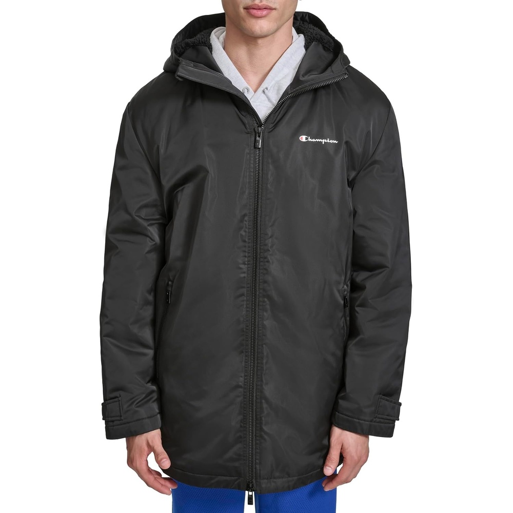image:imageChampion Mens Sherpa Lined Midlength Sideline Jacket With HoodBlack