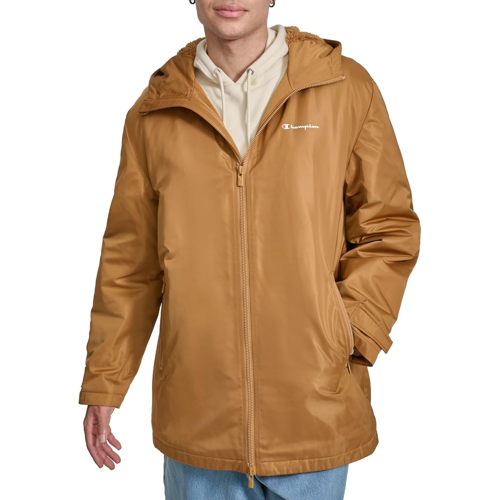 image:imageChampion Mens Sherpa Lined Midlength Sideline Jacket With HoodTobacco