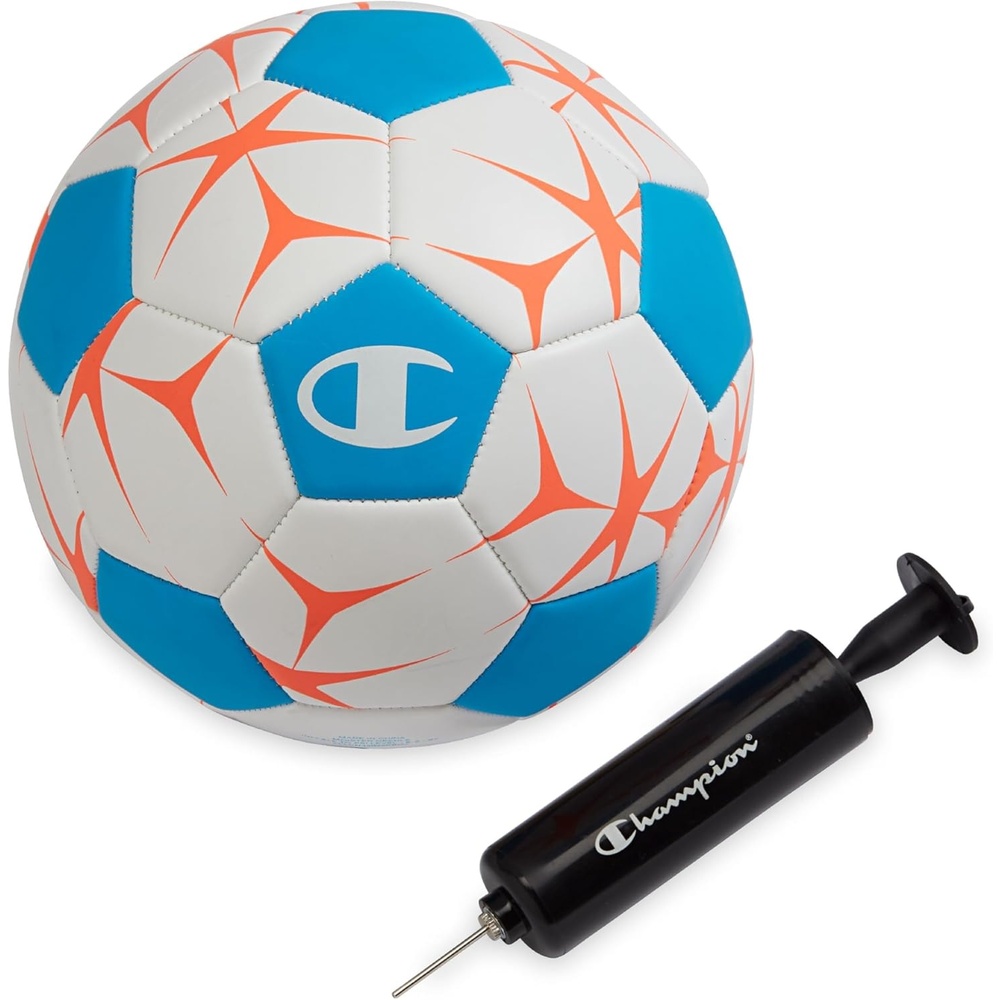 image:imageChampion Soccer Ball Youth amp Adult Matte Finish 32Panel Design Enhanced Control Sizes PVC Cover Sizes 34 and 5 for Indoor amp Outdoor Training Includes 6 PumpWhiteFierce Tide Very Coral