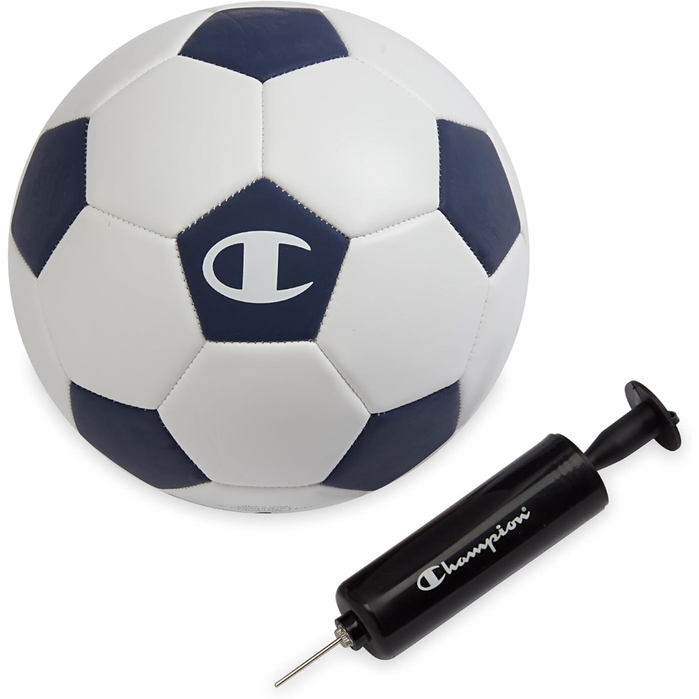 image:imageChampion Soccer Ball Youth amp Adult Matte Finish 32Panel Design Enhanced Control Sizes PVC Cover Sizes 34 and 5 for Indoor amp Outdoor Training Includes 6 PumpWhiteMedieval Blue