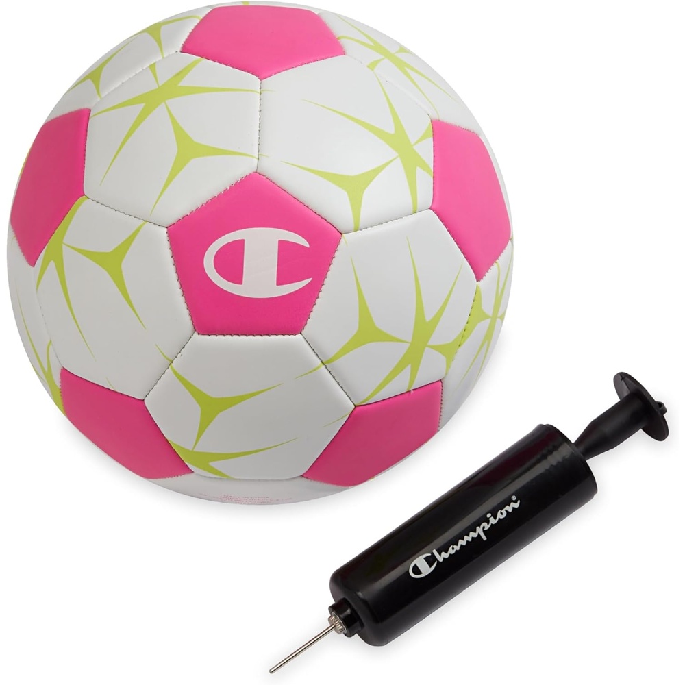 image:imageChampion Soccer Ball Youth amp Adult Matte Finish 32Panel Design Enhanced Control Sizes PVC Cover Sizes 34 and 5 for Indoor amp Outdoor Training Includes 6 PumpWhiteOptic PinkEvening Primrose
