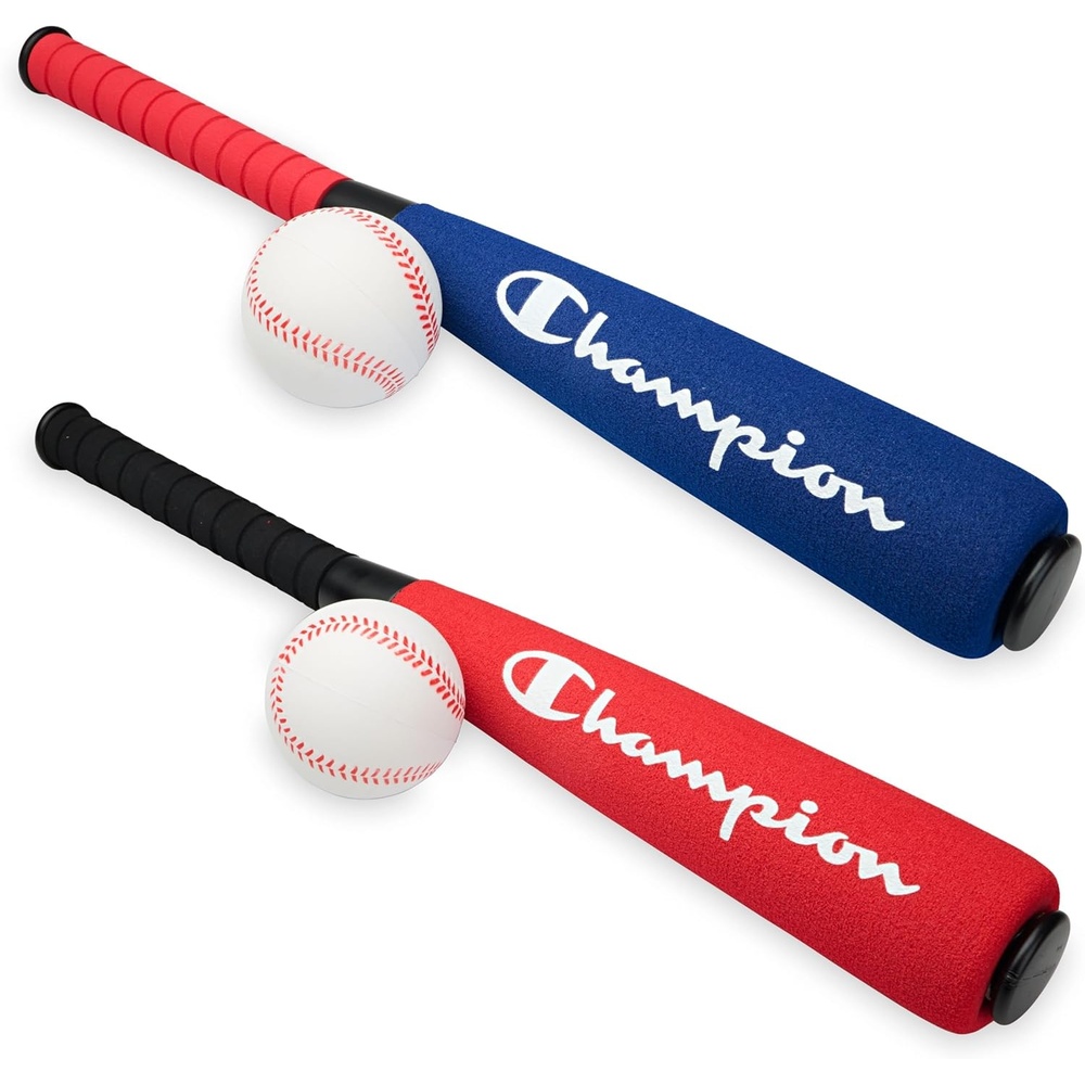 image:imageChampion Toddler Baseball Set RedBlack Big Fly Foam Bat and Soft Ball Kit for Kids Ages 3 Oversized 24 Lightweight Bat with Molded Core for Safe Indoor or Outdoor PlayRedBlack RedWhiteBlue