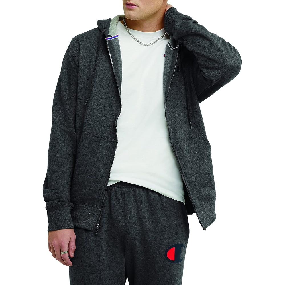 image:imageChampion mens Zipup Hoodie Comfortable Zipup Hoodie Sweatshirt for Men Reg Or Big amp TallGranite Heather C Logo