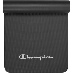 Champion 10mm Exercise Mat, Cushioned Non-Slip Workout Mat with Textured Base for Yoga, Pilates, Stretching & Floor-Based Training, Lightweight NBR Material, Includes Carry-On Strap(Black)