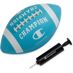 Champion Blitz Football, All-Weather Football, Enhanced Grip, Durable Rubber Cover and Molded Laces, for Outdoor Sports & Training, Includes 6 Ball Pump(Fierce Tide/White)