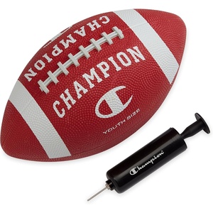Champion Blitz Football, All-Weather Football, Enhanced Grip, Durable Rubber Cover and Molded Laces, for Outdoor Sports & Training, Includes 6 Ball Pump(Tango Red/White)