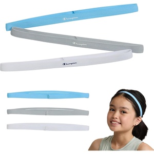 Champion Game Day Headbands 3-Pack – Non-Slip Silicone Grip Athletic Headbands, One Size Fits Most(BONNIE BLUE/GREY/WHITE)