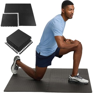 Champion Interlocking Foam Floor Tiles, 12mm Thick EVA Foam Exercise Mat Set with 4 Interlocking Mats & 8 Border Pieces, Non-Slip Cushioned Flooring for Home Workout, Yoga, Stretching, and Pilates