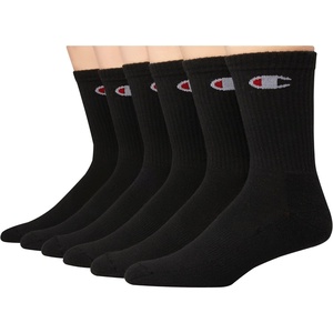 Champion Men’s Crew Socks – Moisture-wicking Athletic Socks With Cushioning & Arch Support (Size 6-12)(Black Crew C – 6 Pack)