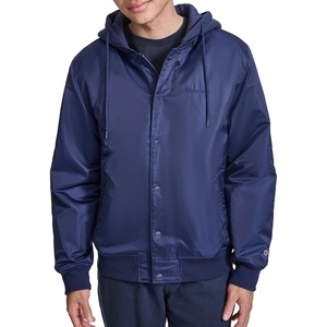 Champion Men’s Hooded Varsity Bomber Jacket With Quilted Lining(Peacoat)