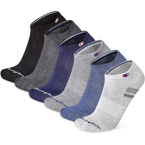 Champion Men’s Low Cut Beathable Moisture-Wicking Athletic Socks (6-Pack)(Grey Multi Stripe)