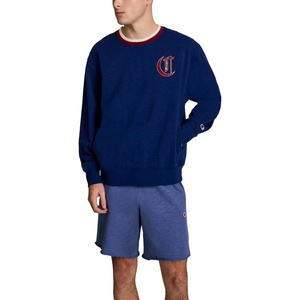 Champion Men’s Modern Retro 100% Washed Cotton Crewneck Sweatshirt, Standard Fit(Blue Depths)
