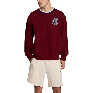 Champion Men’s Modern Retro 100% Washed Cotton Crewneck Sweatshirt, Standard Fit(Pomegranate)