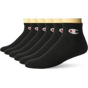 Champion Men’s Moisture-Wicking Cushioning & Arch Support Ankle Socks (6-Pack)(Black – 6 Pack)