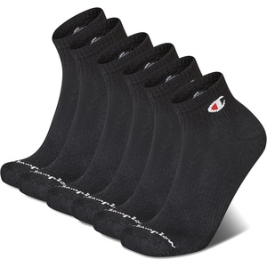 Champion Men’s Moisture-Wicking Cushioning & Arch Support Ankle Socks (6-Pack)(Black)