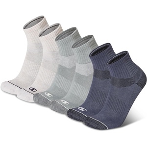 Champion Men’s Moisture-Wicking Cushioning & Arch Support Ankle Socks (6-Pack)(Grey/Green Multi)