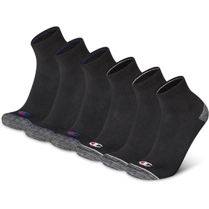 Champion Men’s Moisture-Wicking Cushioning & Arch Support Ankle Socks (6-Pack)(True Black)